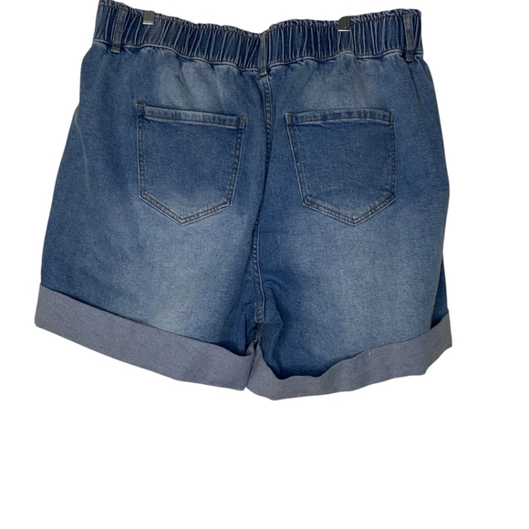 Eloquii jean shorts with elastic waistband. Cuffed with front pleat. Size 18 - Picture 4 of 6